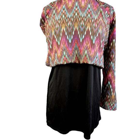 ROCK 47 by WRANGLER Multicolor Boho Ikat Print Boat-Neck Tunic L South Western - Picture 5 of 11